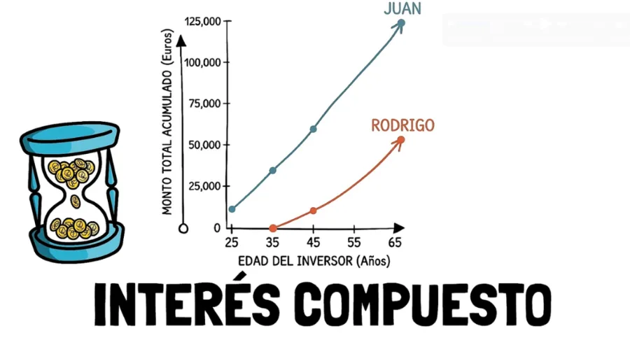 Interés compuesto: comparación de Juan y Rodrigo